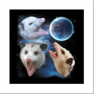 Three Opposum Moon 3 Possum Dead Moon Weird Cursed Meme Posters and Art